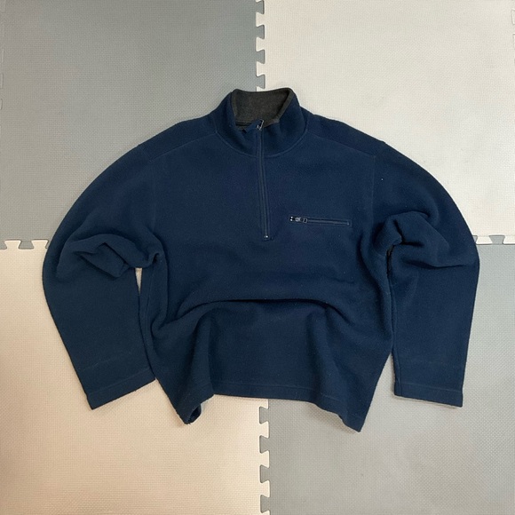 GAP Men's Deep Blue Quarter Ziip Fleece Sweater - Picture 1 of 5